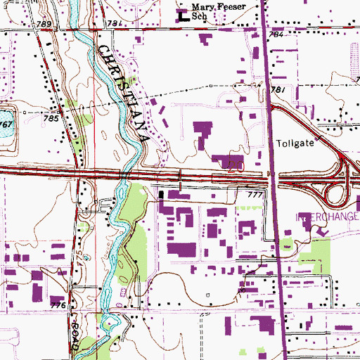 Topographic Map of Mary Feeser Elementary School, IN