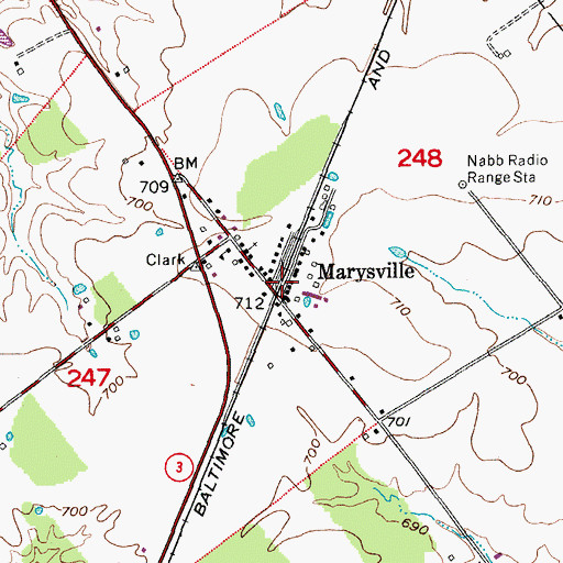 Topographic Map of Marysville, IN