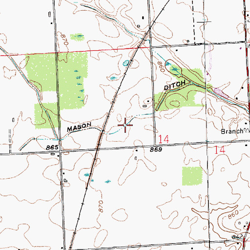 Topographic Map of Mason Ditch, IN