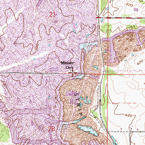 Topographic Map of Massey Cemetery, IN