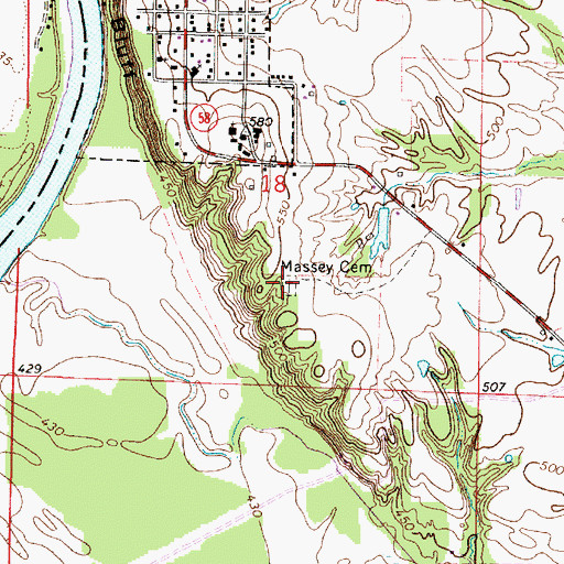 Topographic Map of Massey Cemetery, IN