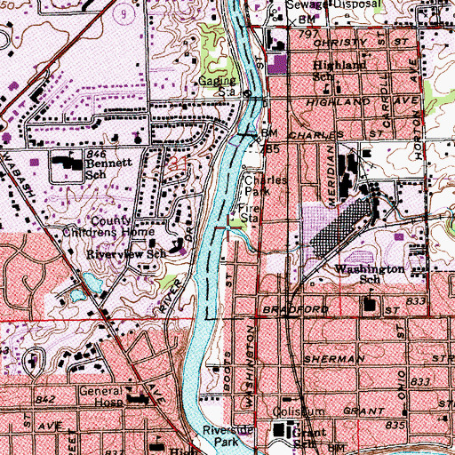 Topographic Map of Massey Creek, IN