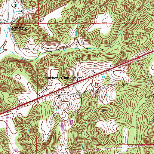Topographic Map of Mathers Chapel, IN