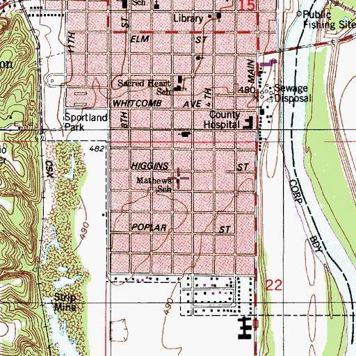 Topographic Map of Matthews-South Elementary School, IN