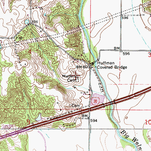 Topographic Map of Matkin Cemetery, IN