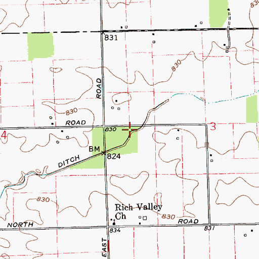 Topographic Map of Matthew Anaker Ditch, IN