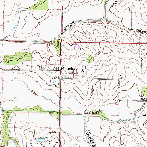 Topographic Map of Mauck Cemetery, IN