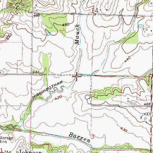 Topographic Map of Mauck Run, IN