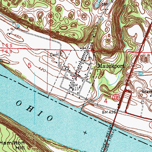 Topographic Map of Mauckport, IN