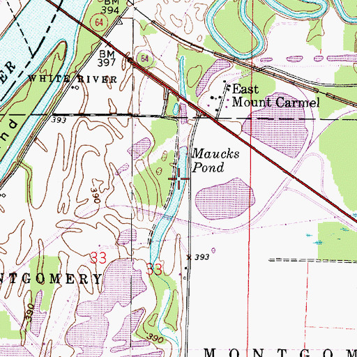 Topographic Map of Maucks Pond, IN