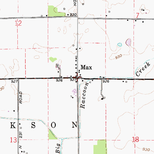 Topographic Map of Max, IN