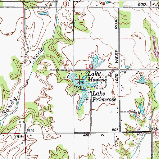 Topographic Map of Lake Maxine, IN
