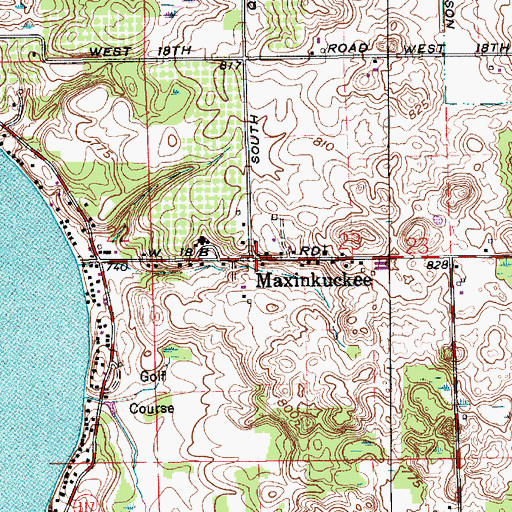 Topographic Map of Maxinkuckee, IN