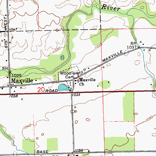 Topographic Map of Maxville Church, IN