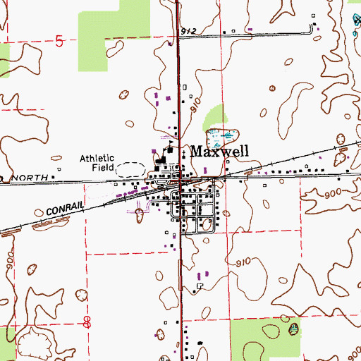 Topographic Map of Maxwell, IN