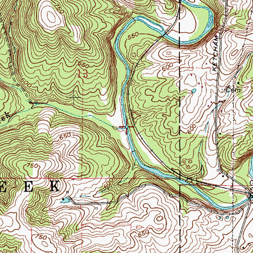 Topographic Map of May Creek, IN