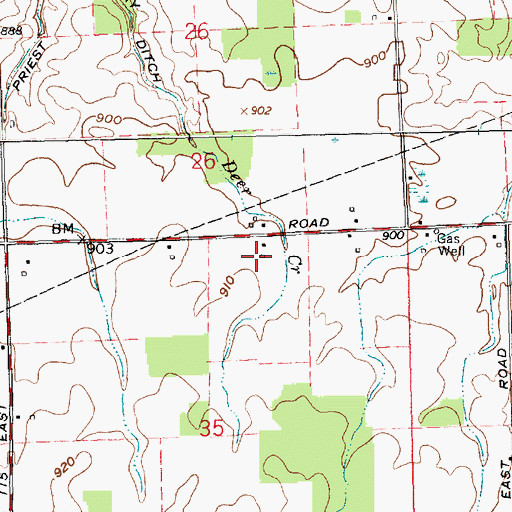 Topographic Map of May Ditch, IN