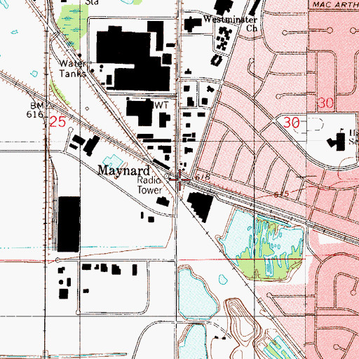 Topographic Map of Maynard, IN