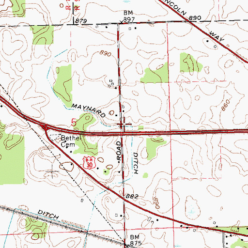 Topographic Map of Maynard Ditch, IN