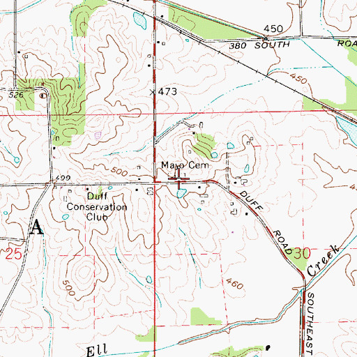 Topographic Map of Mayo Cemetery, IN