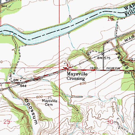 Topographic Map of Maysville Crossing, IN