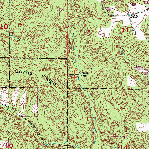 Topographic Map of Maze Cemetery, IN