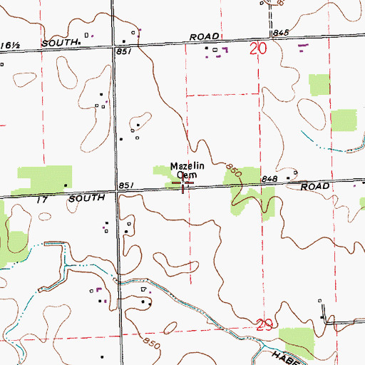 Topographic Map of Mazelin Cemetery, IN