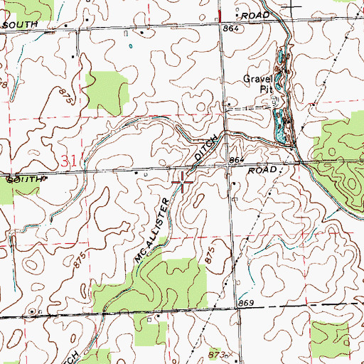 Topographic Map of McAllister Ditch, IN