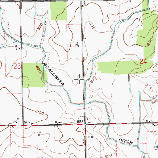 Topographic Map of McAllister Ditch, IN