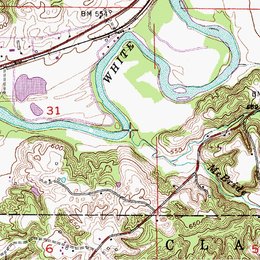 Topographic Map of McBride Branch, IN