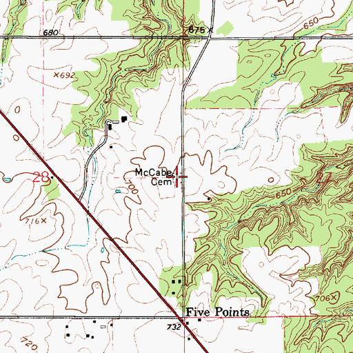Topographic Map of McCabe Cemetery, IN