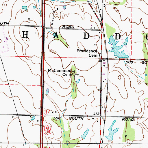 Topographic Map of McCammon Cemetery, IN