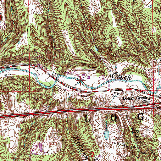 Topographic Map of McCann Creek, IN