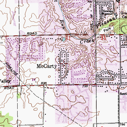 Topographic Map of McCarty, IN
