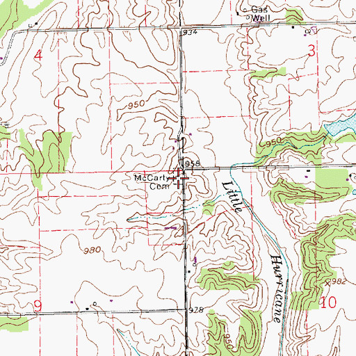 Topographic Map of McCarty Cemetery, IN