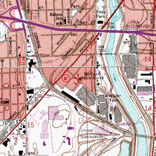 Topographic Map of McCarty School Number 48, IN