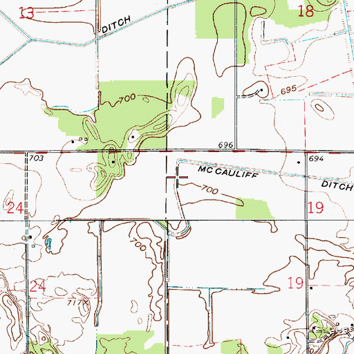 Topographic Map of McCauliff Ditch, IN