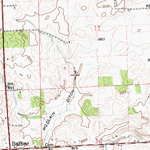 Topographic Map of McClain Ditch, IN