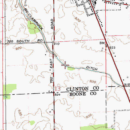 Topographic Map of McClamrock Ditch, IN