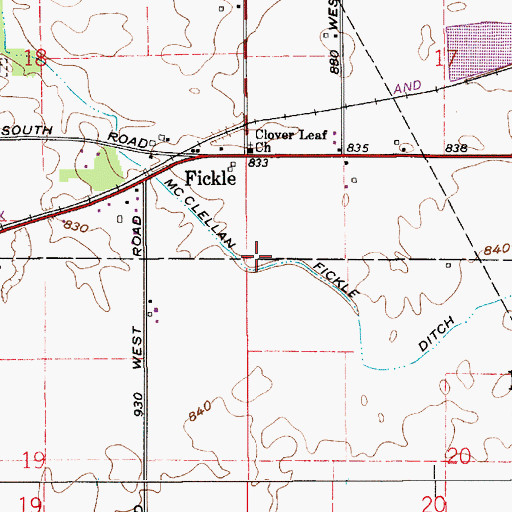 Topographic Map of McClellan Fickle Ditch, IN