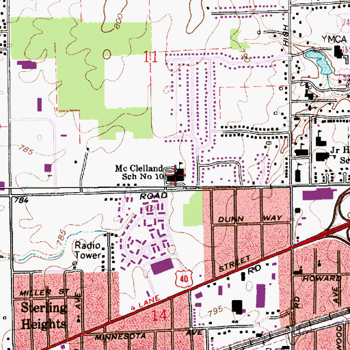 Topographic Map of McClelland Elementary School, IN