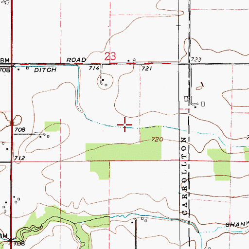 Topographic Map of McCloskey Ditch, IN