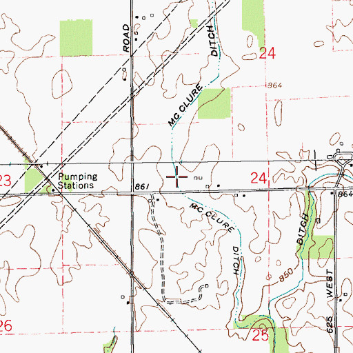 Topographic Map of McClure Ditch, IN