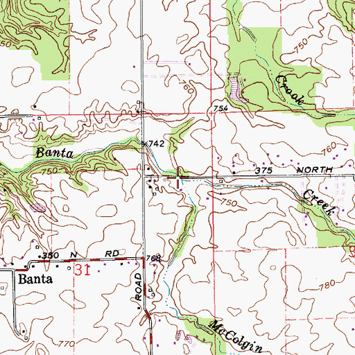 Topographic Map of McColgin Creek, IN