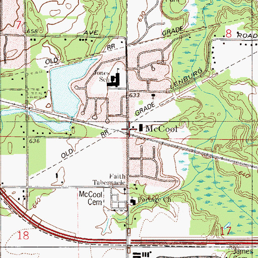 Topographic Map of McCool, IN