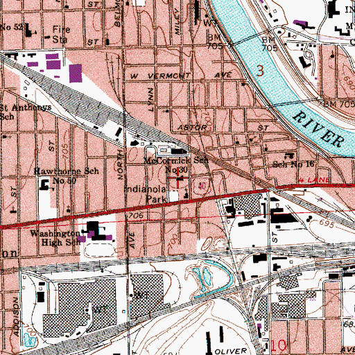 Topographic Map of McCormick School Number 30 (historical), IN