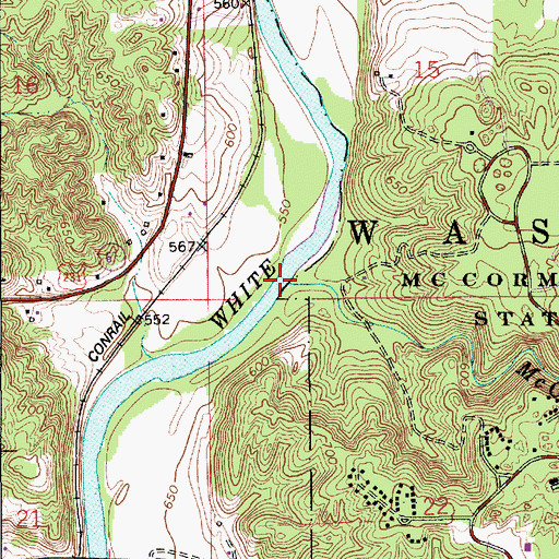 Topographic Map of McCormicks Creek, IN