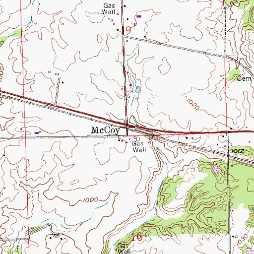 Topographic Map of McCoy, IN