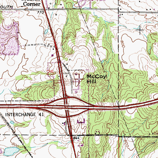 Topographic Map of McCoy Hill, IN