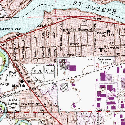 Topographic Map of McCoy Memorial Church, IN